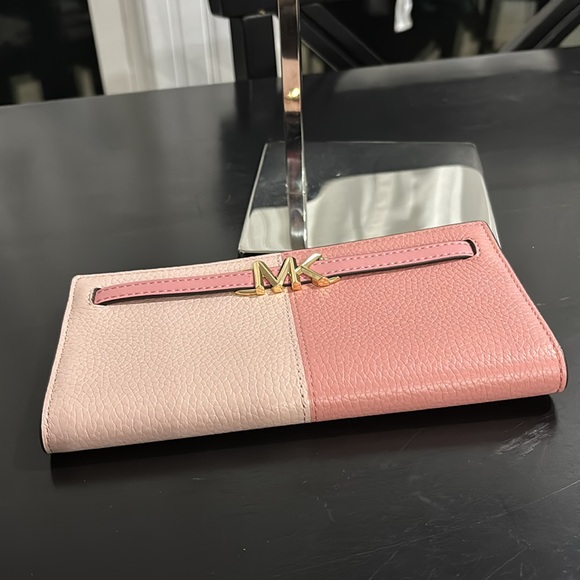 NWT MICHAEL KORS Reed Large Pebbled Leather Snap Wallet - Primrose (pink) - Picture 5 of 11